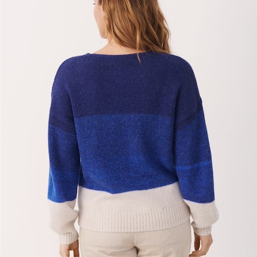 Part Two Raluca Copenhagen Blue Ivory Colorblock Alpaca Wool Blend Sweater Small - Picture 14 of 15